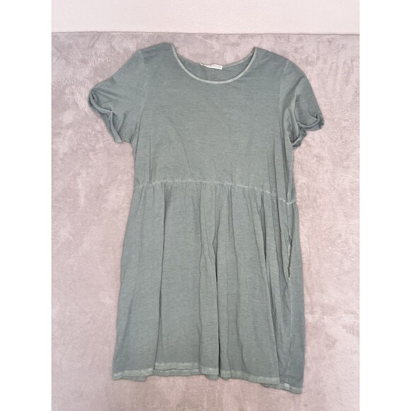 Peruvian Connection Sage Green Pima Knit Playa Shirt Dress Pockets Size XL - Picture 1 of 11
